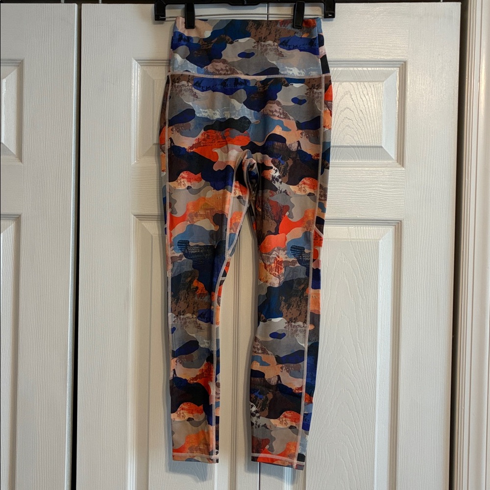 Fabletics Blue And Orange Patterned Leggings - image 4